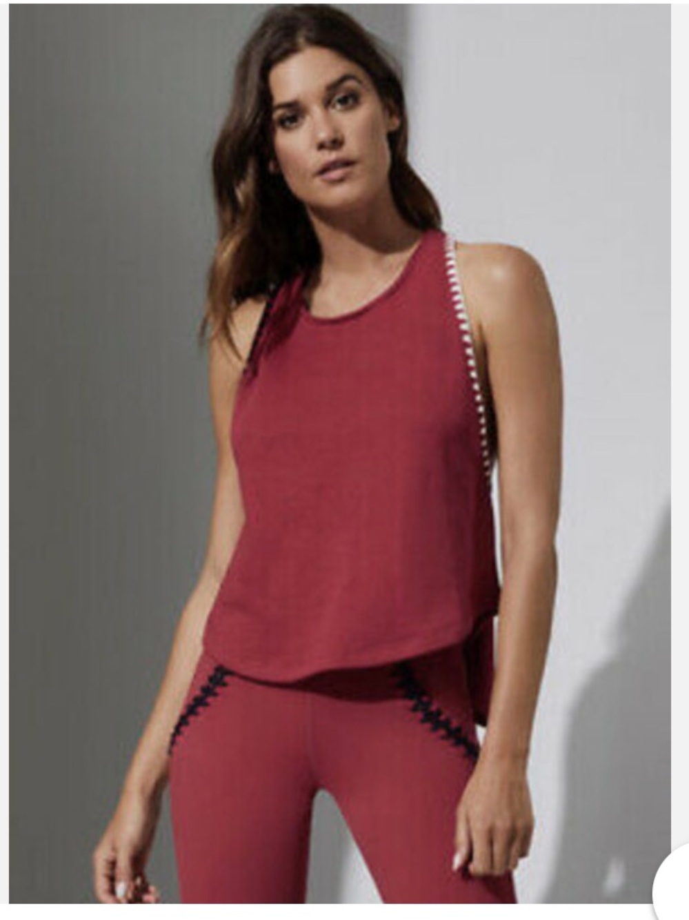 Carbon 38 Red Women's crochet twist Tank Top with Scallop Trim